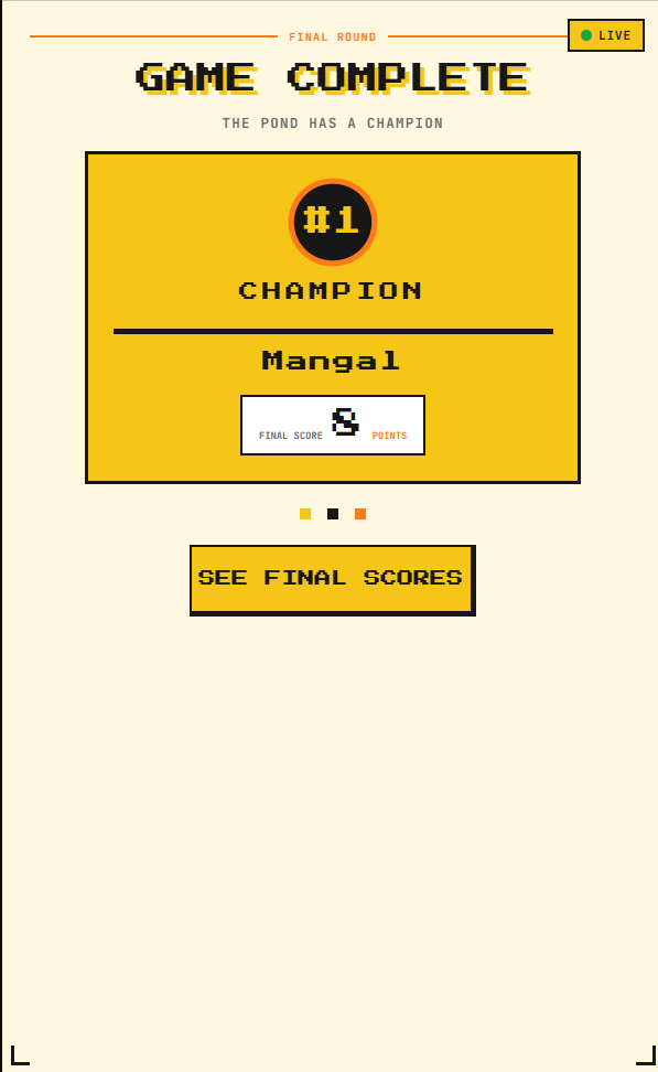 Game over screen with the winner