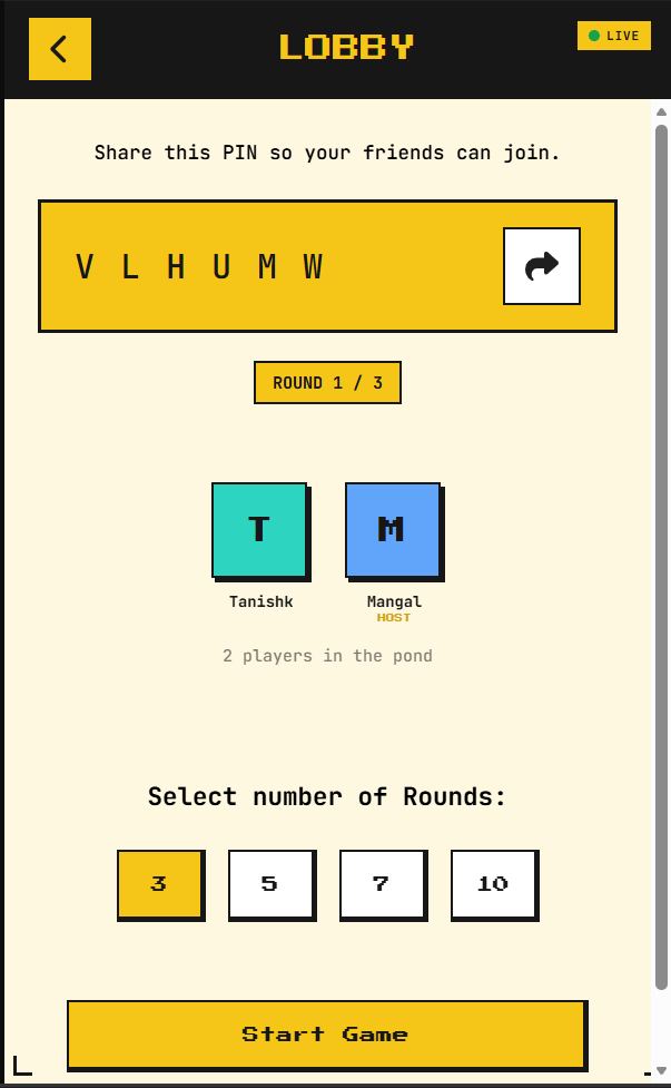 Entering a 6-letter lobby PIN