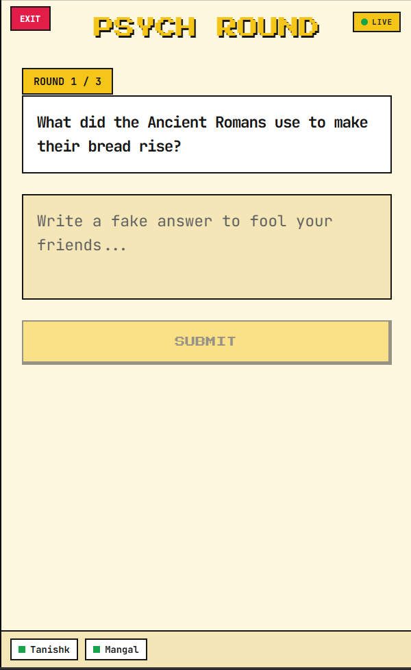 Round one starting with a trivia question